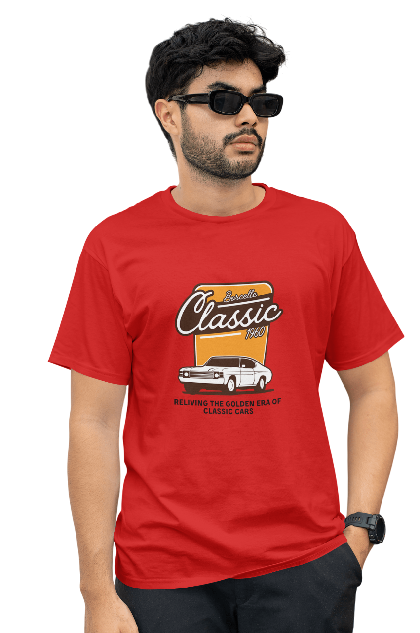 VEnhnace T-Shirt Classic Car,Cotton, Retro 1960 Design, Short Sleeve