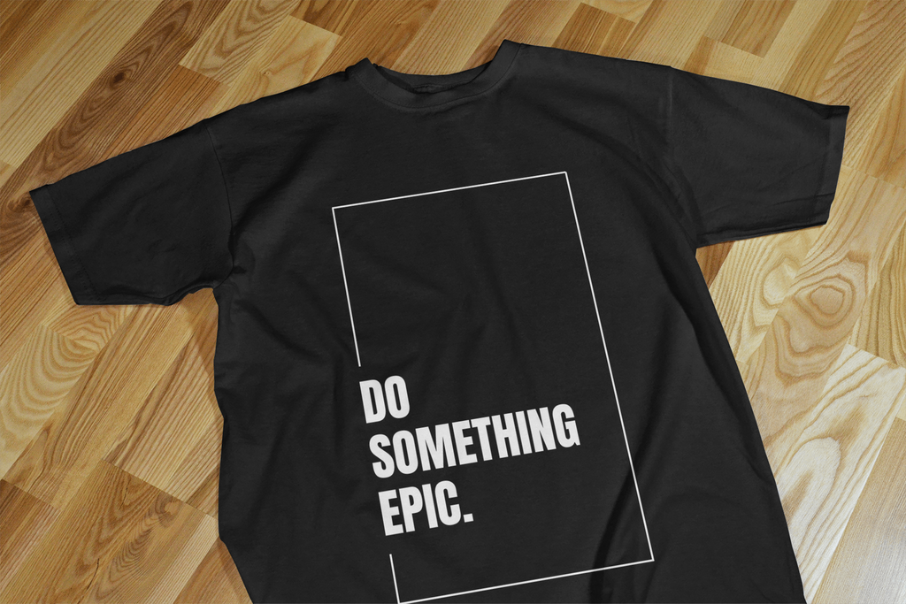 VEnhance Mens T-Shirt Motivational Graphic T-Shirt, Do Something Epic Print, Black, Cotton, Short Sleeve