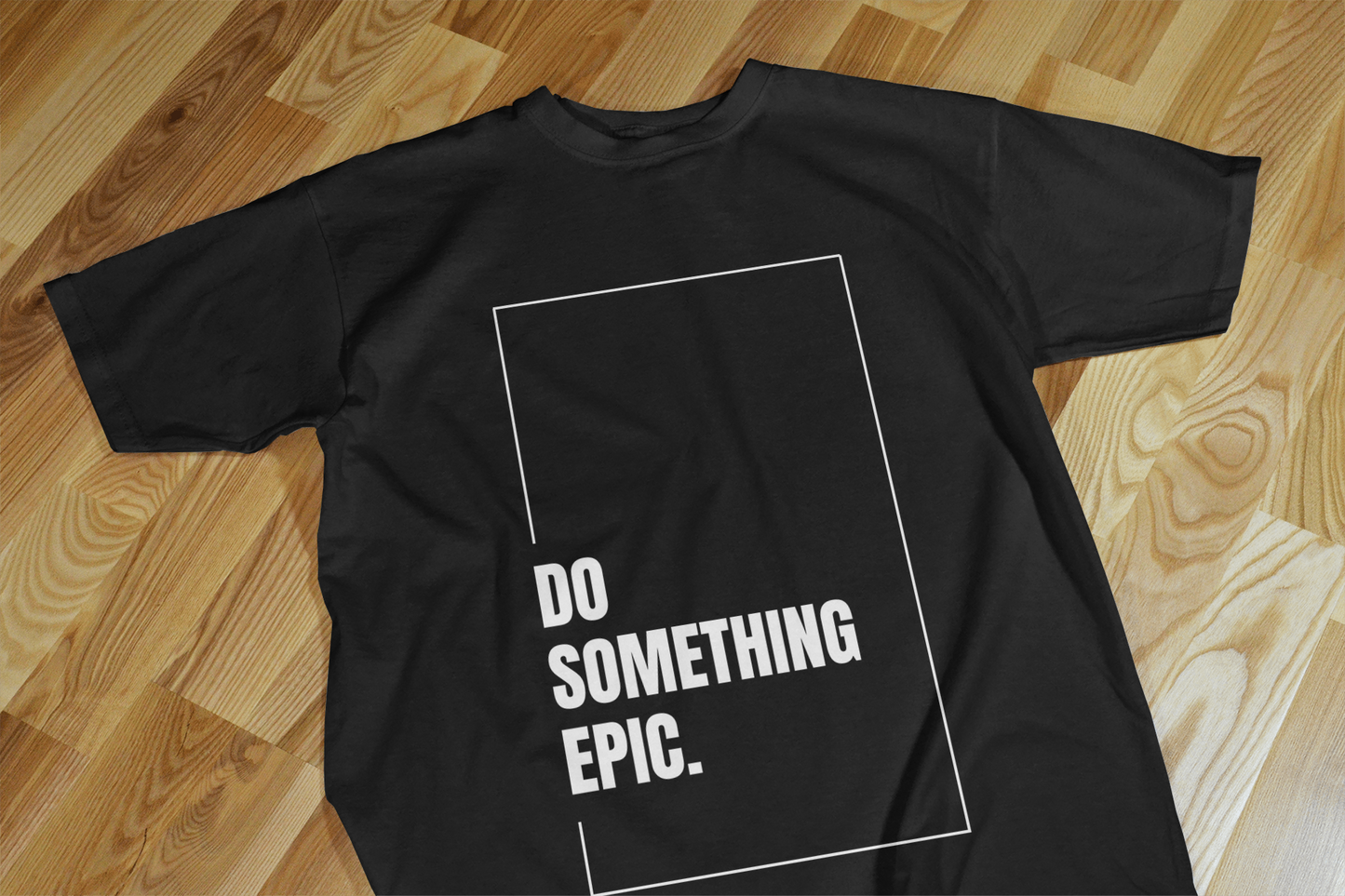 VEnhance Mens T-Shirt Motivational Graphic T-Shirt, Do Something Epic Print, Black, Cotton, Short Sleeve