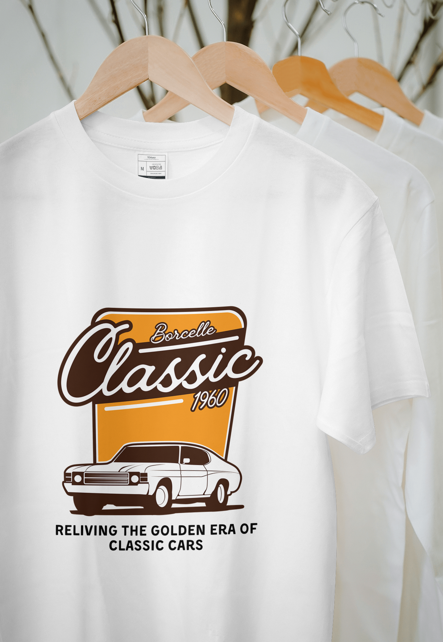 VEnhnace T-Shirt Classic Car,Cotton, Retro 1960 Design, Short Sleeve