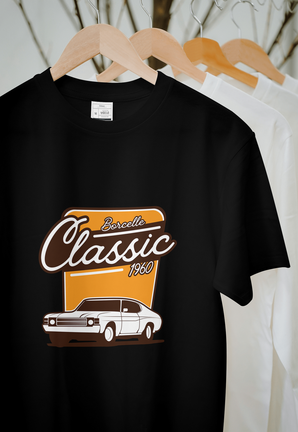 VEnhnace T-Shirt Classic Car,Cotton, Retro 1960 Design, Short Sleeve