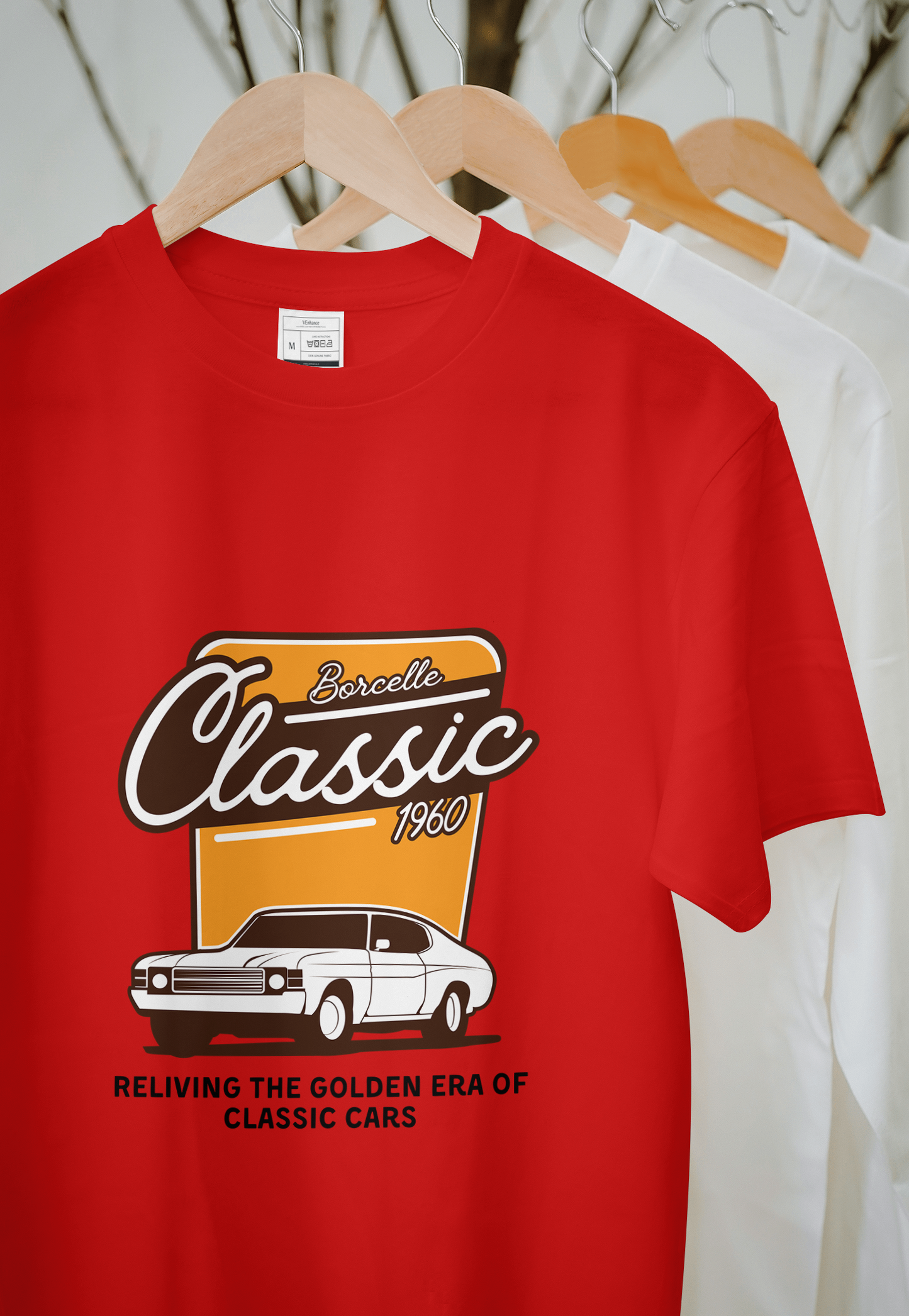 VEnhnace T-Shirt Classic Car,Cotton, Retro 1960 Design, Short Sleeve