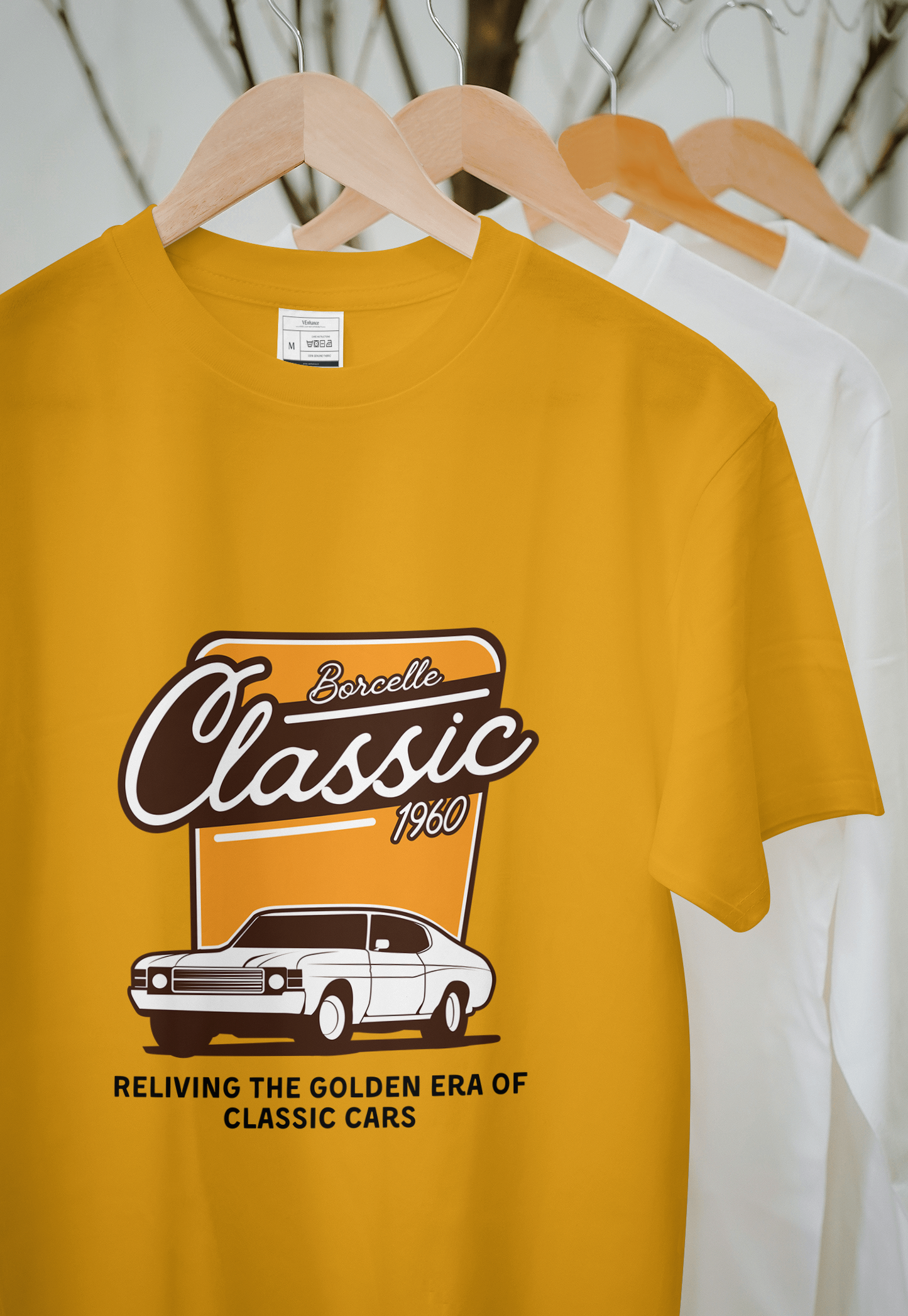 VEnhnace T-Shirt Classic Car,Cotton, Retro 1960 Design, Short Sleeve