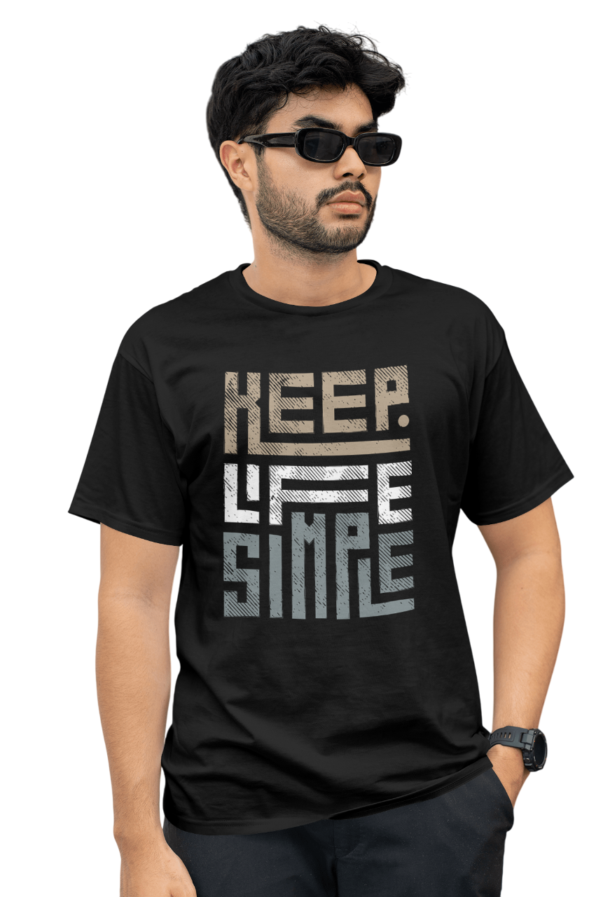 VEnhance Men's T-Shirt, Black Cotton, Graphic Print Design