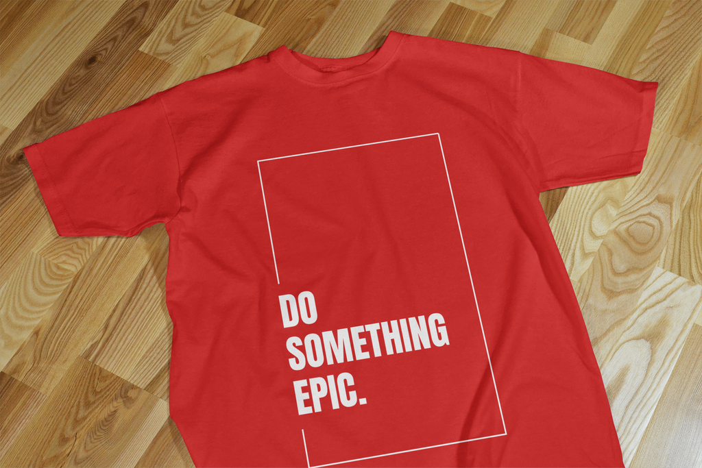 VEnhance Mens T-Shirt Motivational Graphic T-Shirt, Do Something Epic Print, Black, Cotton, Short Sleeve