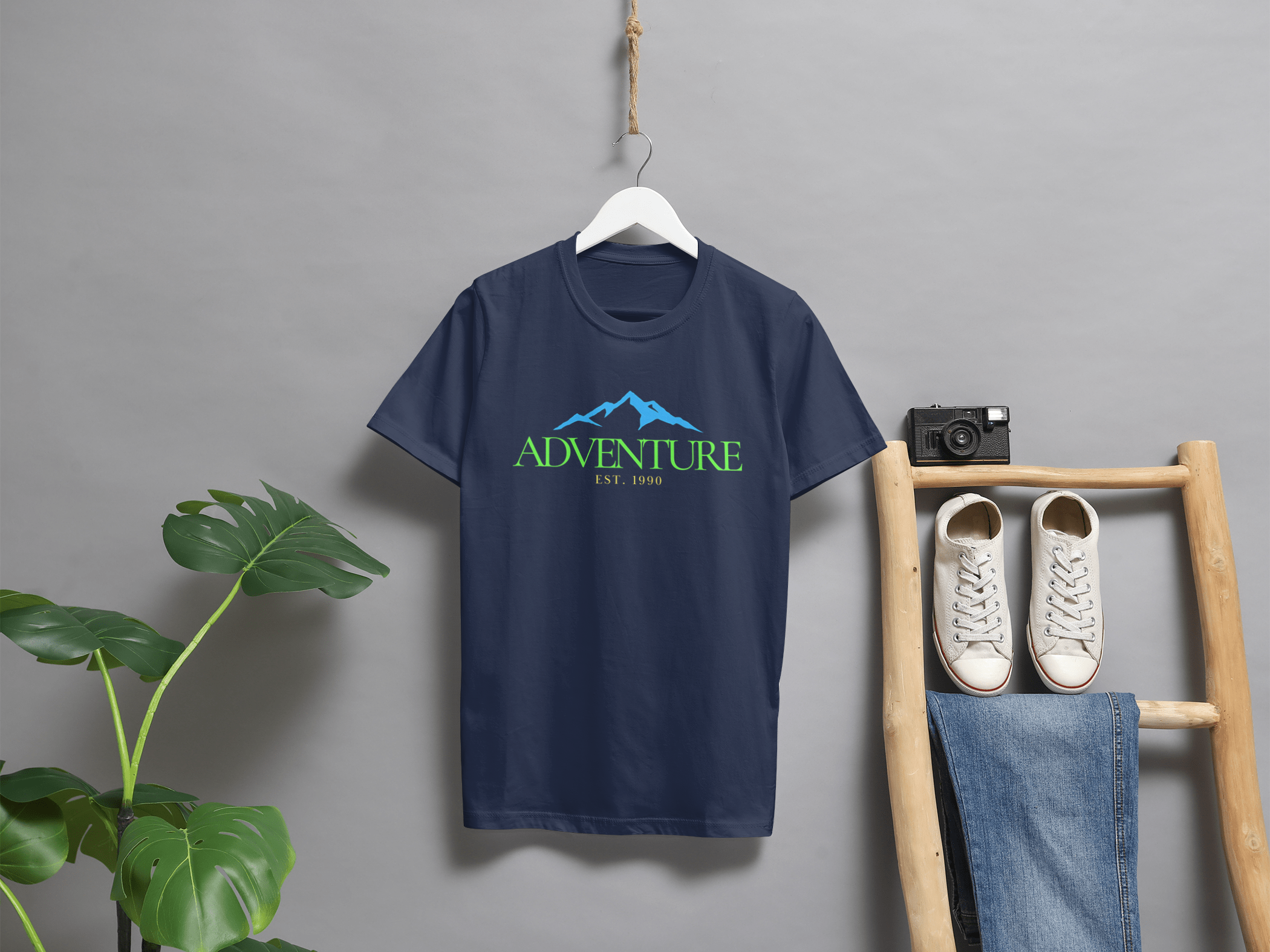 VEnhance Mens T-Shirt Adventure Mountain Graphic T-Shirt, Cotton, Black, Est 1990 Design