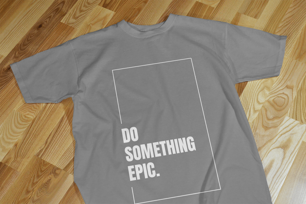 VEnhance Mens T-Shirt Motivational Graphic T-Shirt, Do Something Epic Print, Black, Cotton, Short Sleeve