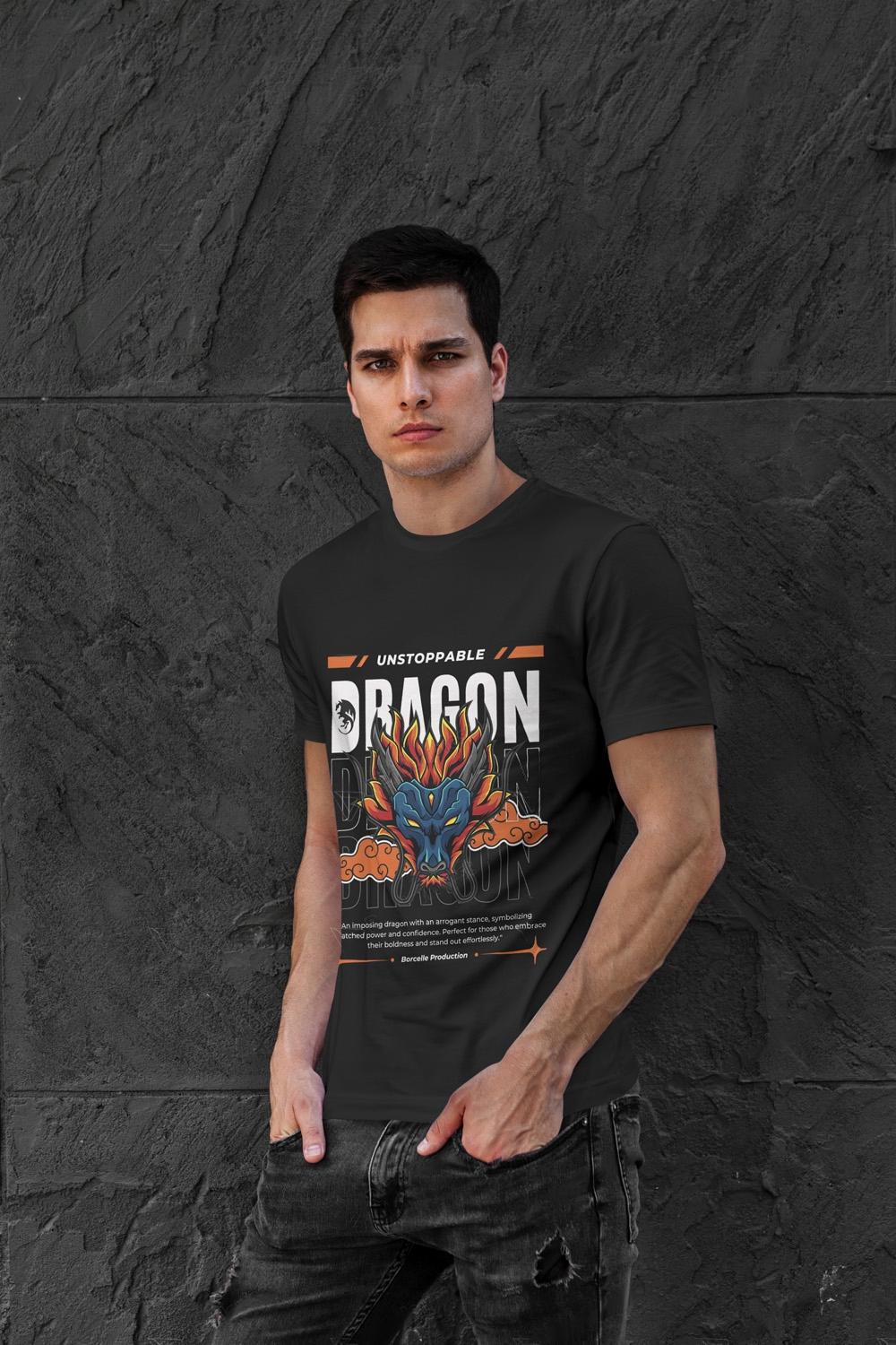 VEnhance Mens T-Shirt Unstoppable Dragon Graphic T-Shirt, Black Cotton, Streetwear Design Round Neck